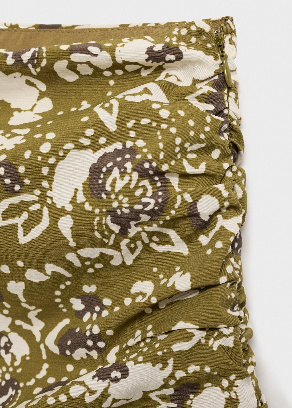Draped printed skirt - Olive Green