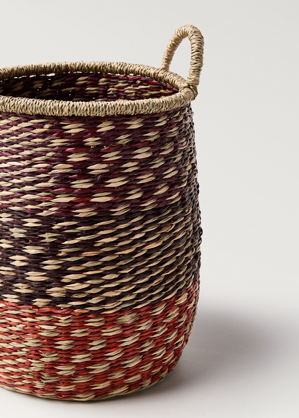 Coloured seagrass basket with double handles - Burnt Orange