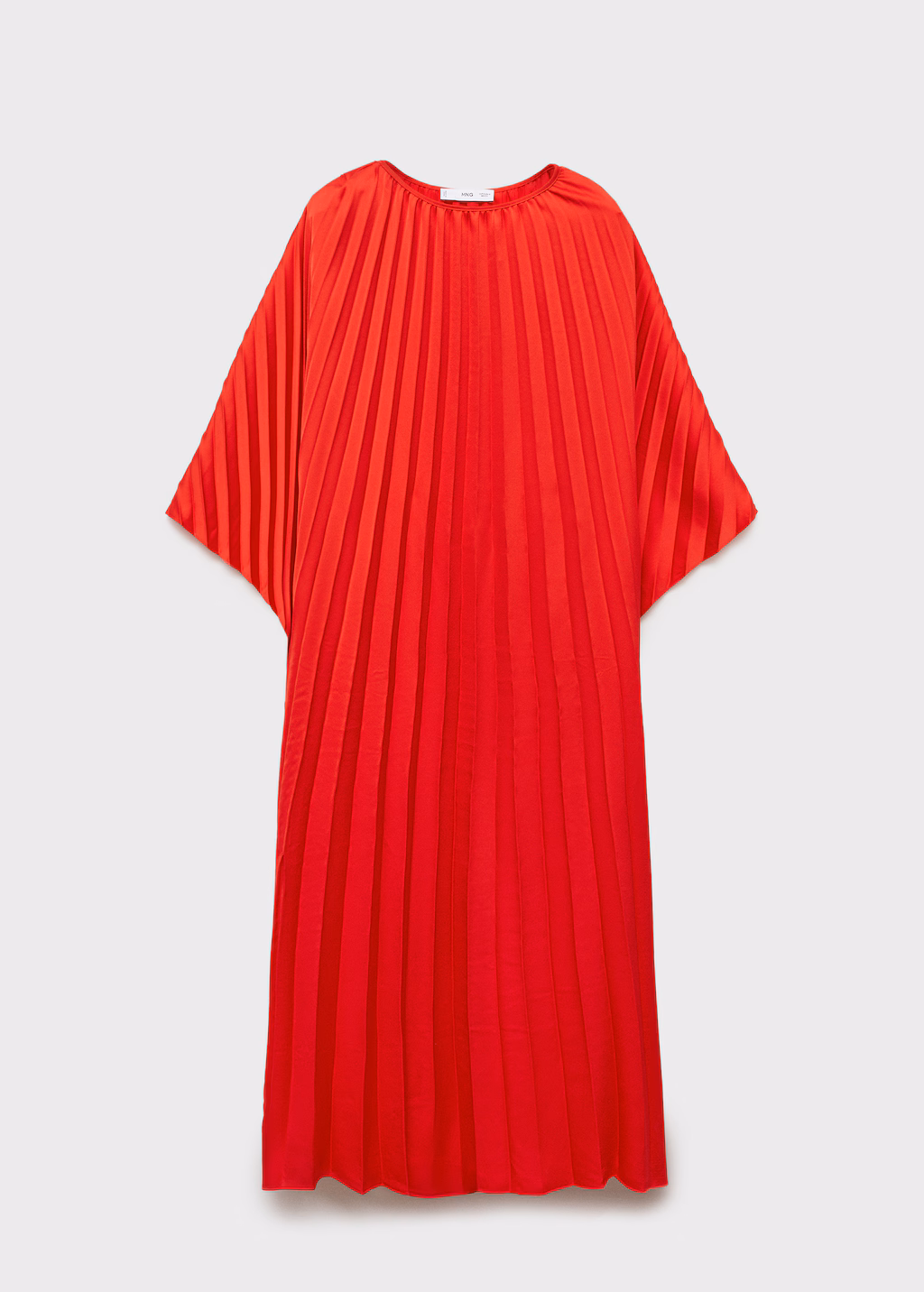 Pleated three-quarter sleeve dress - Red