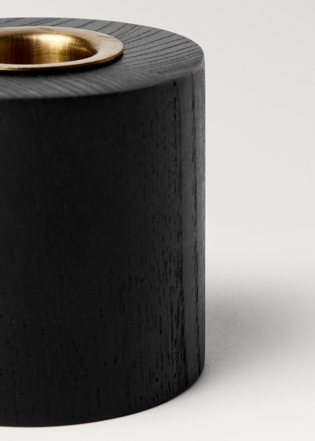 Cylindrical wooden candleholder - Black