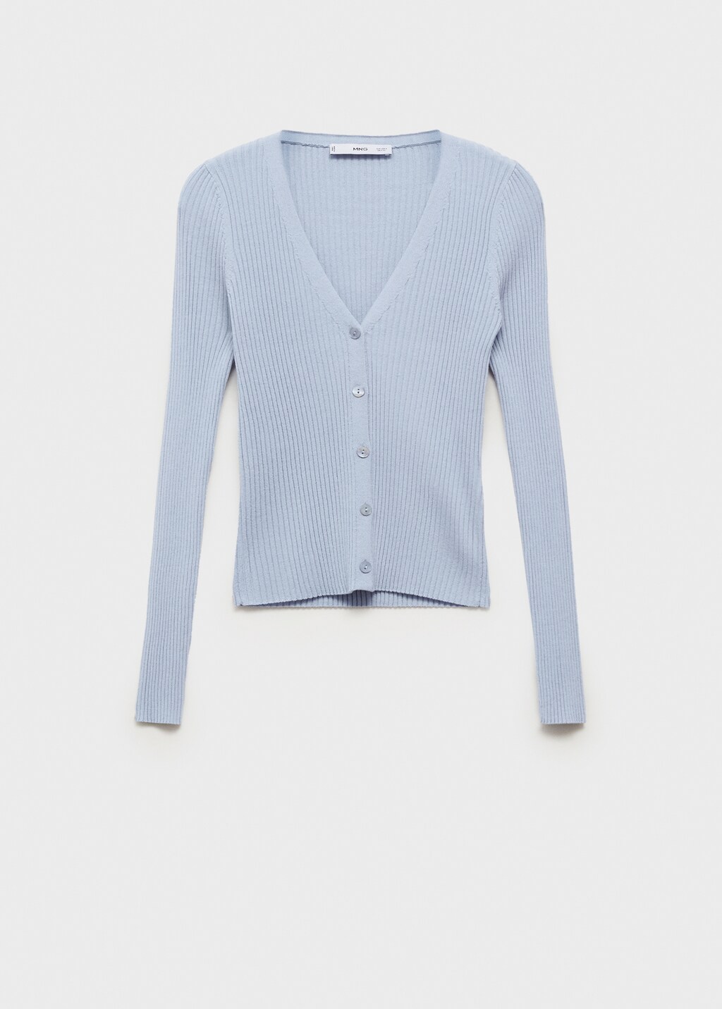 V-neck rib-knit cardigan - Pastel Yellow