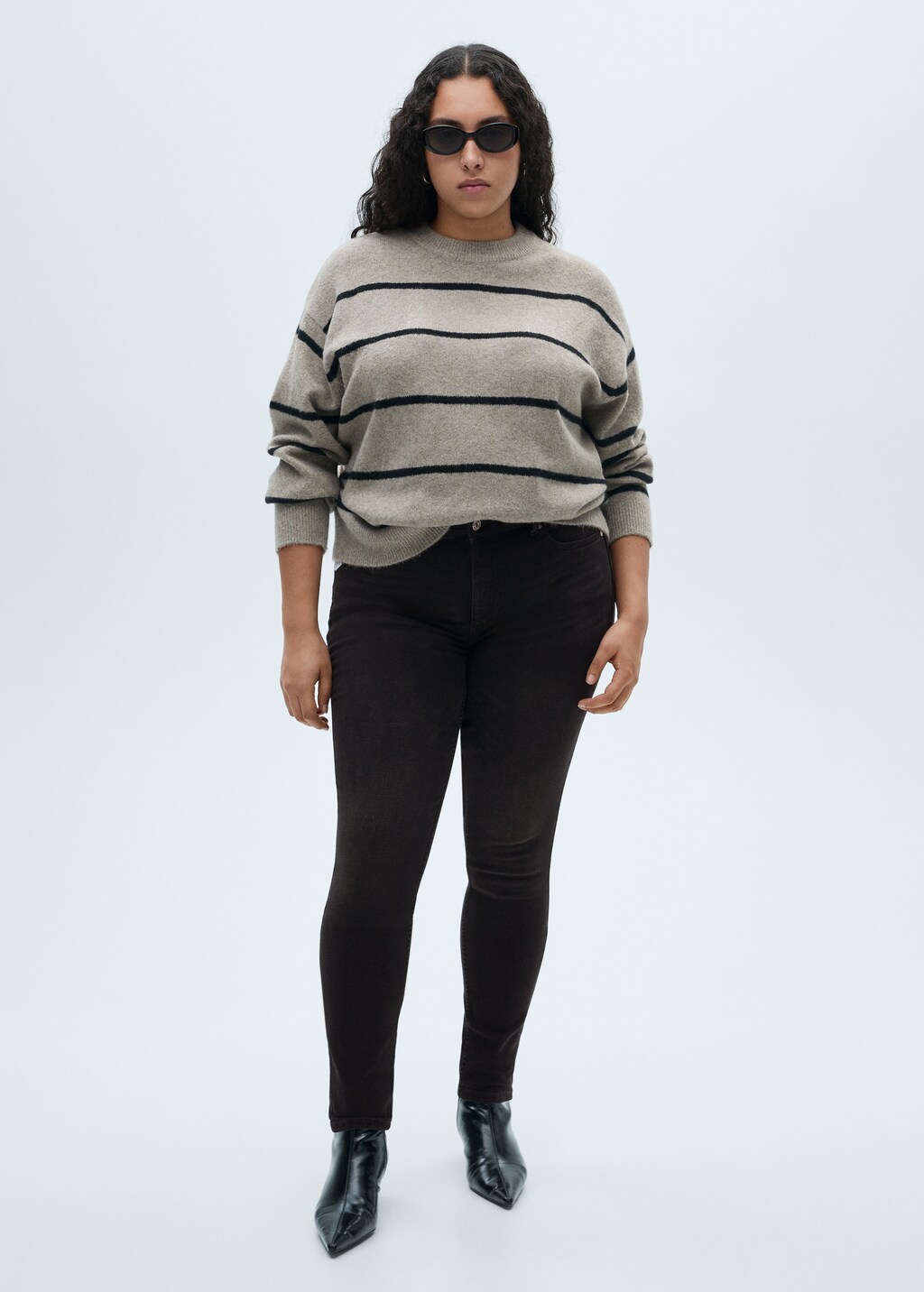 Waxed skinny pushup jeans - Black