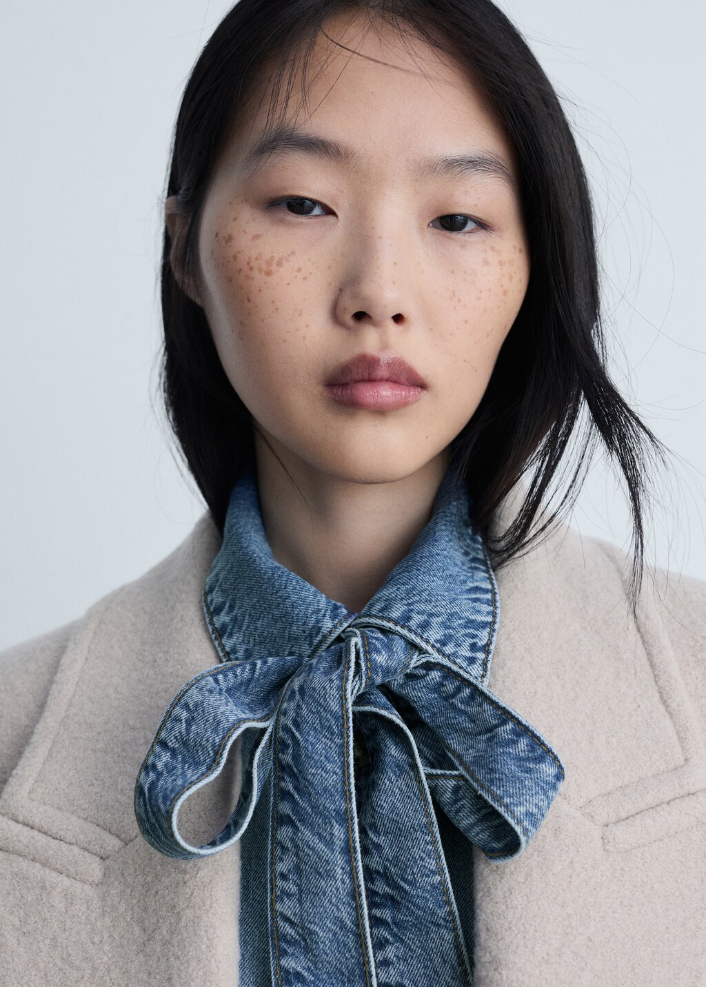 Denim shirt with bow - Medium Blue