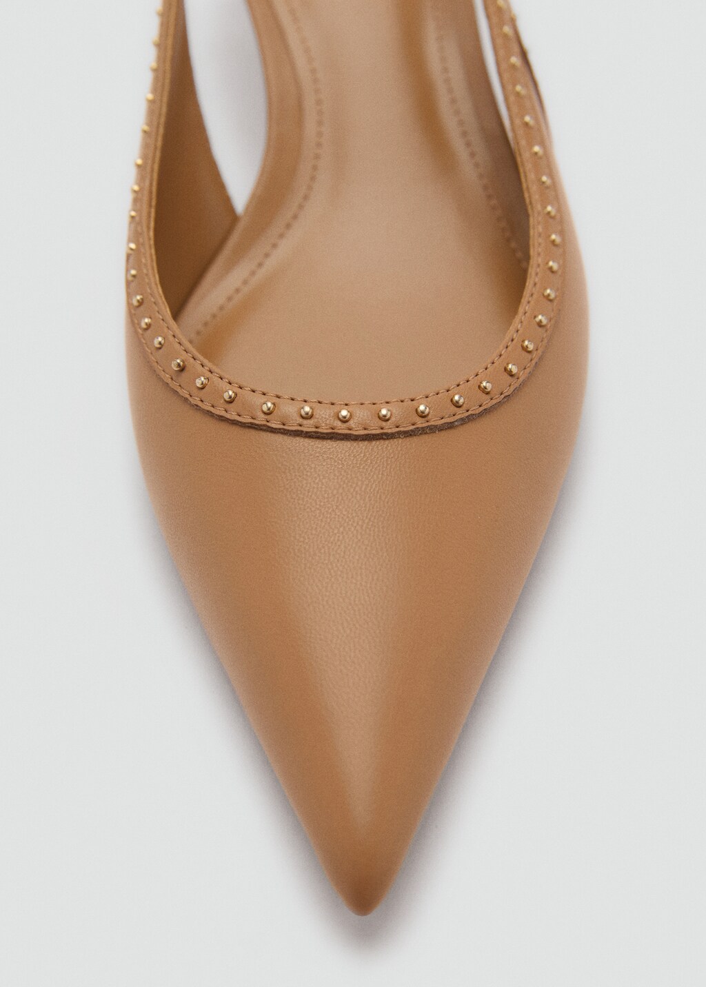 Kitten-heel shoes with stud detail - Medium Brown