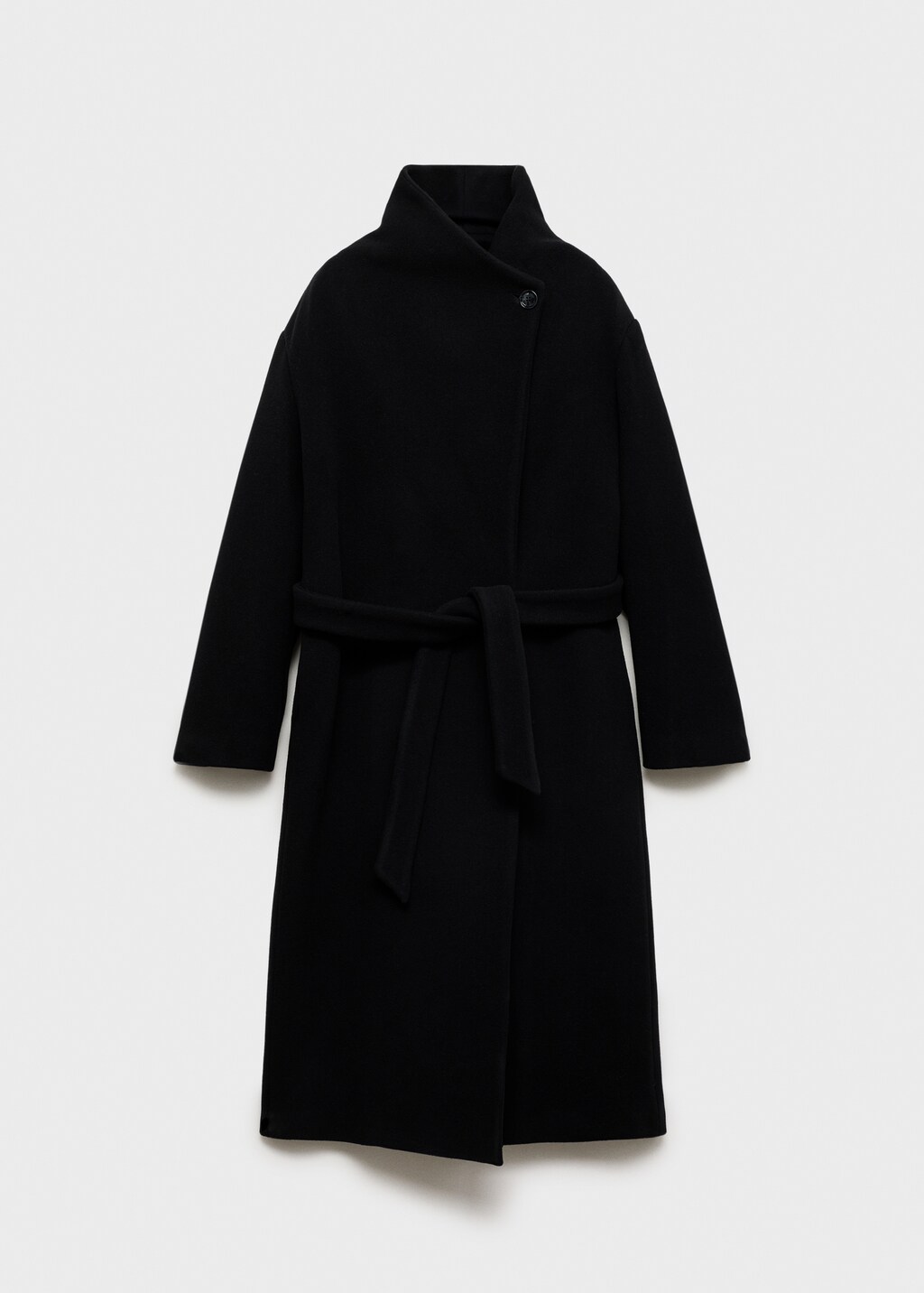 Turtleneck virgin wool coat - Black