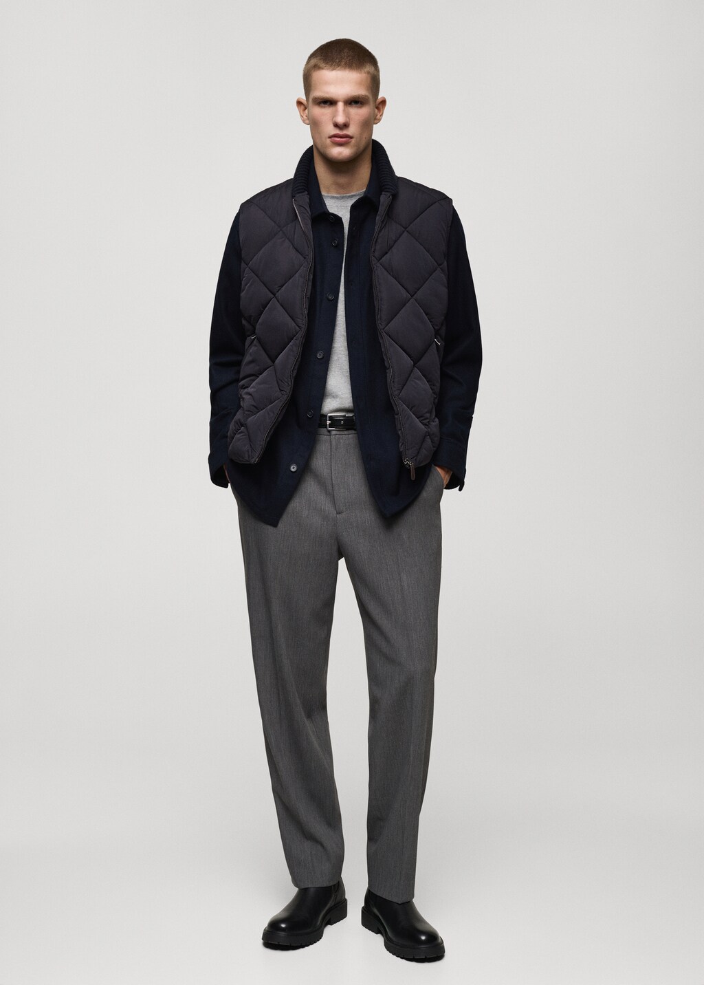 Water-repellent quilted gilet - Dark Navy