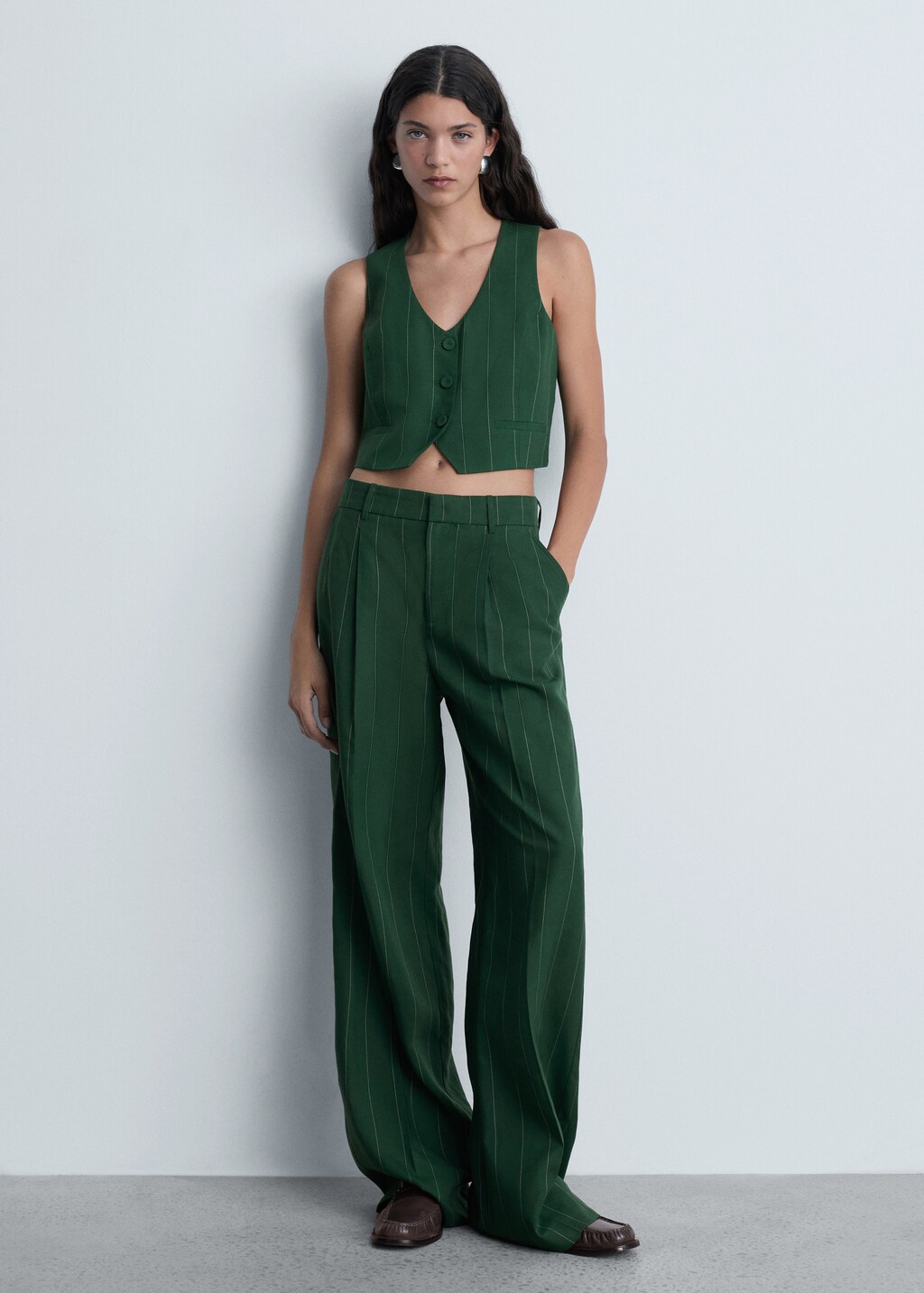 Pinstriped suit waistcoat - Green