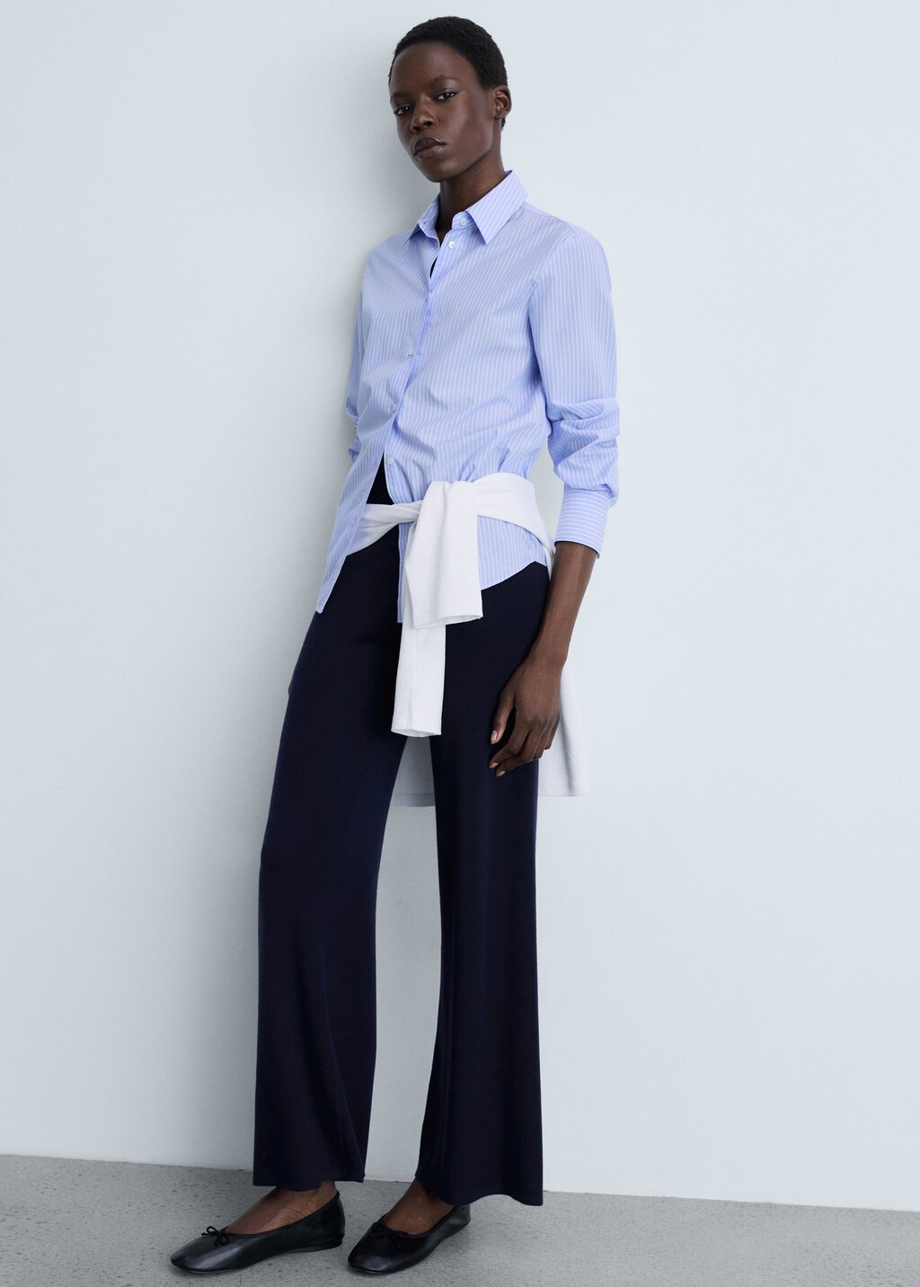 Straight knitted trousers - Dark Navy