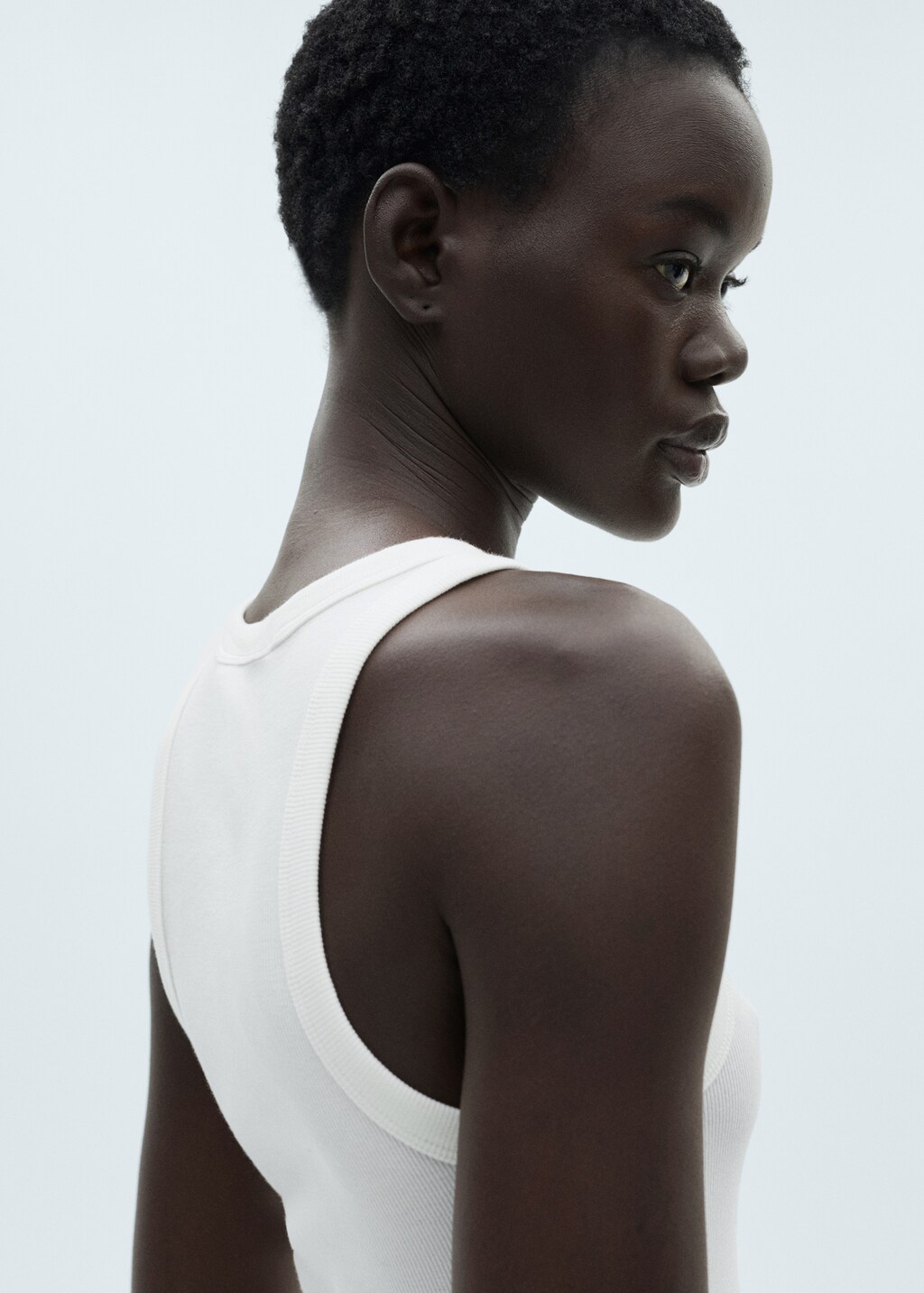 Ribbed cotton-blend top - Vanilla