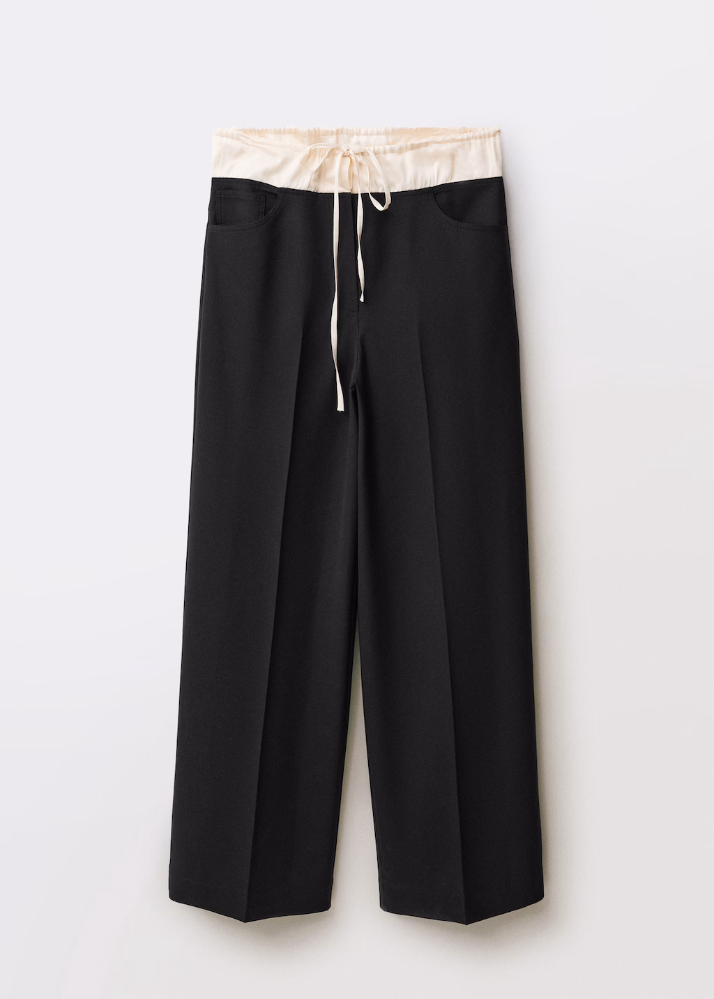 Combined wool-blend jogger trousers - Black