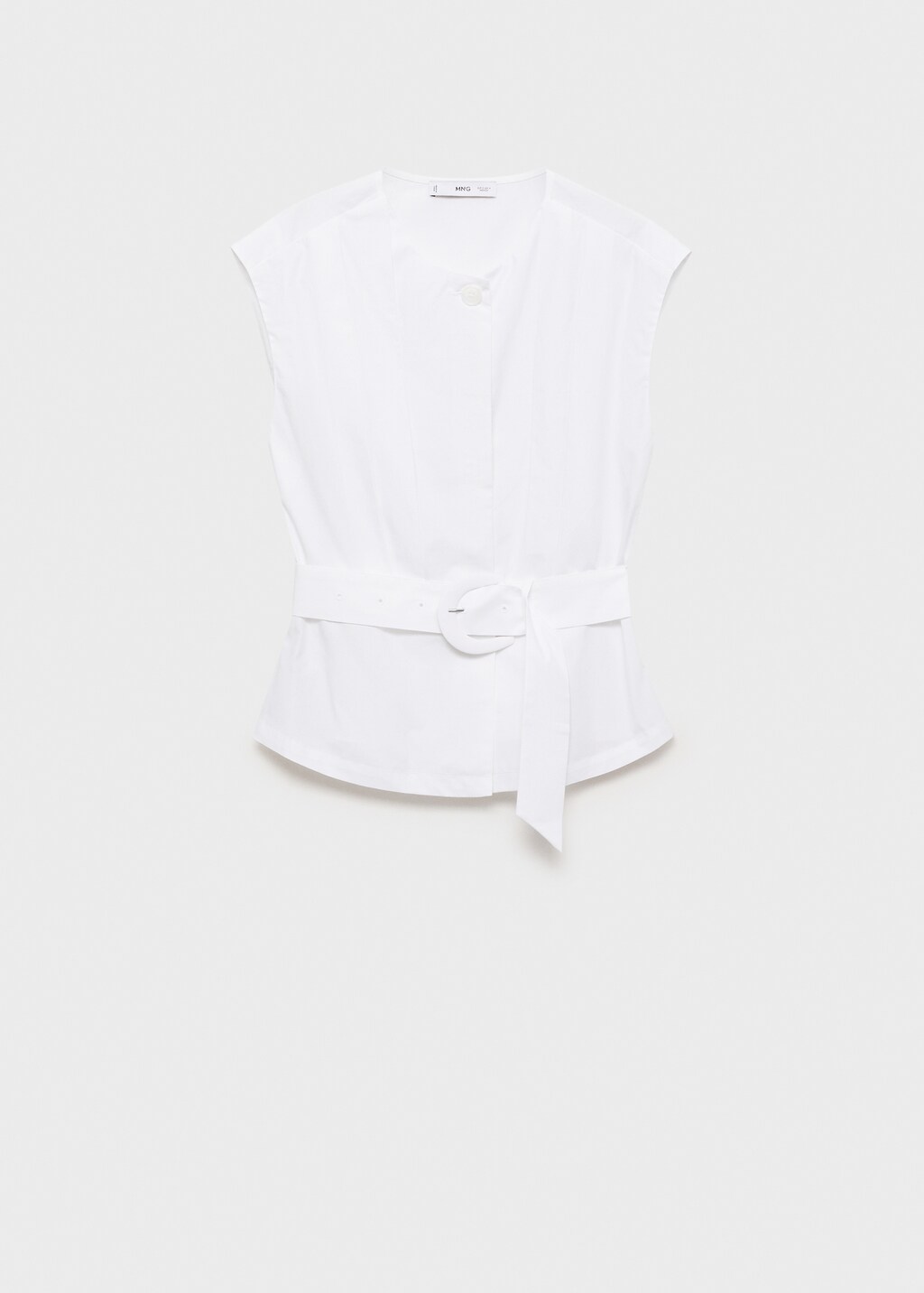 Pleated blouse with belt - White
