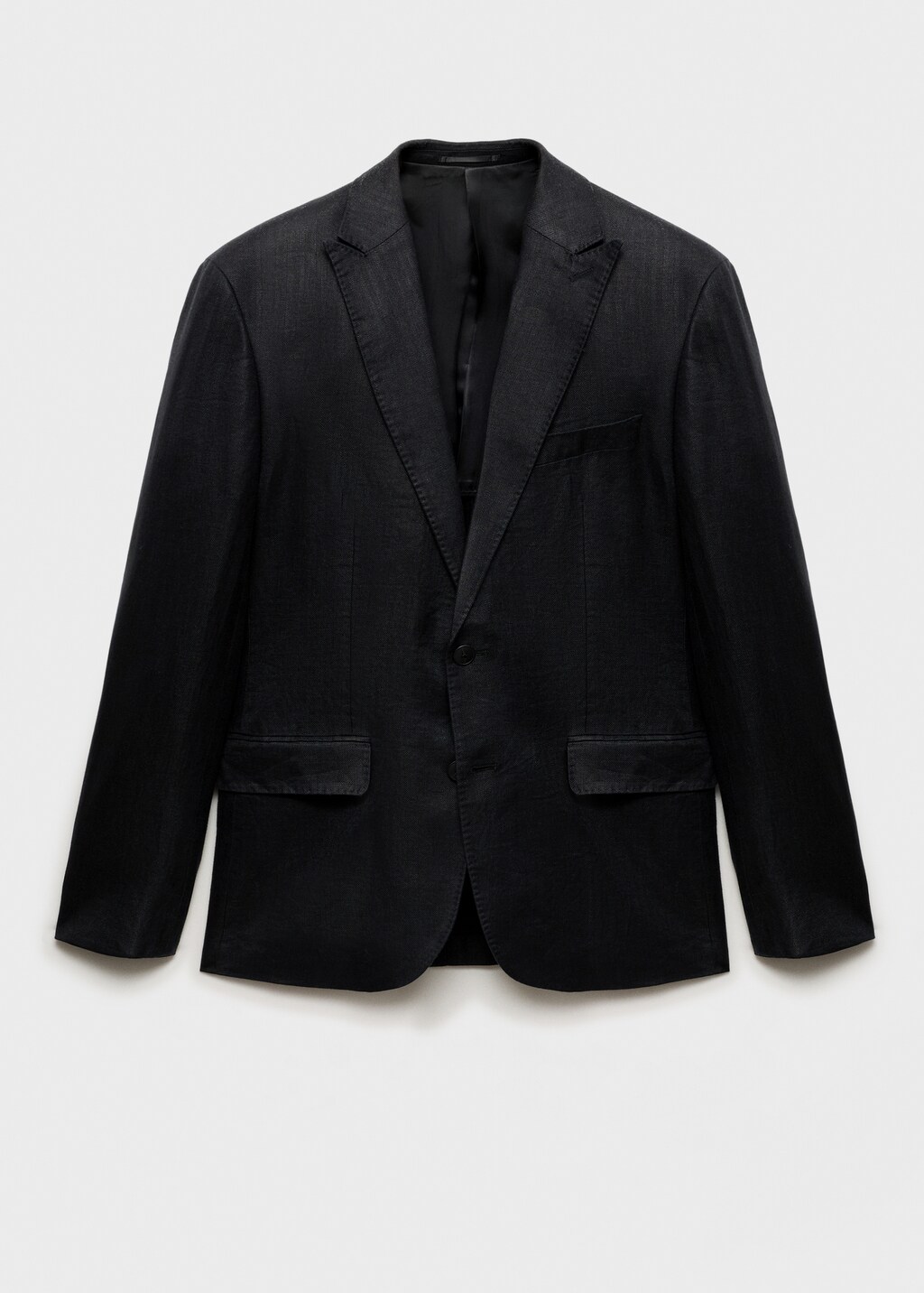 Slim fit 100% linen suit blazer - Black