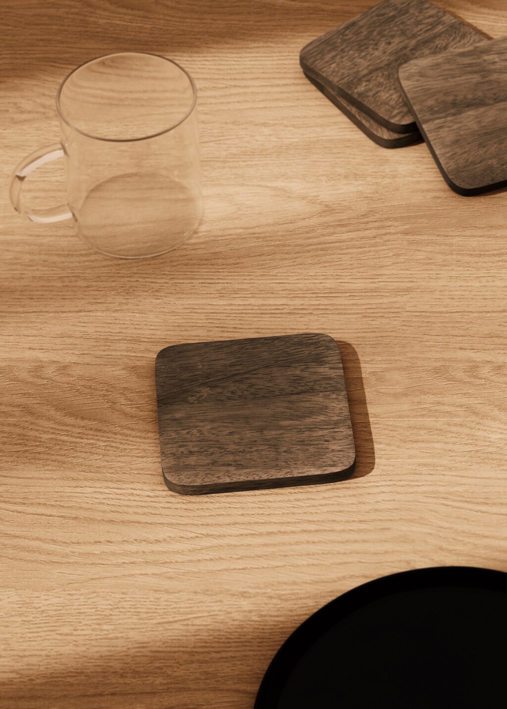 Square wooden coasters - Brown