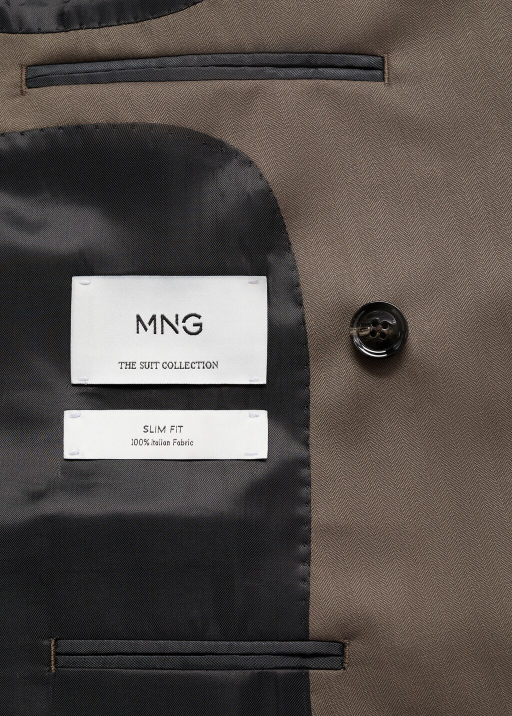 100% wool double-breasted herringbone suit jacket - Medium Brown