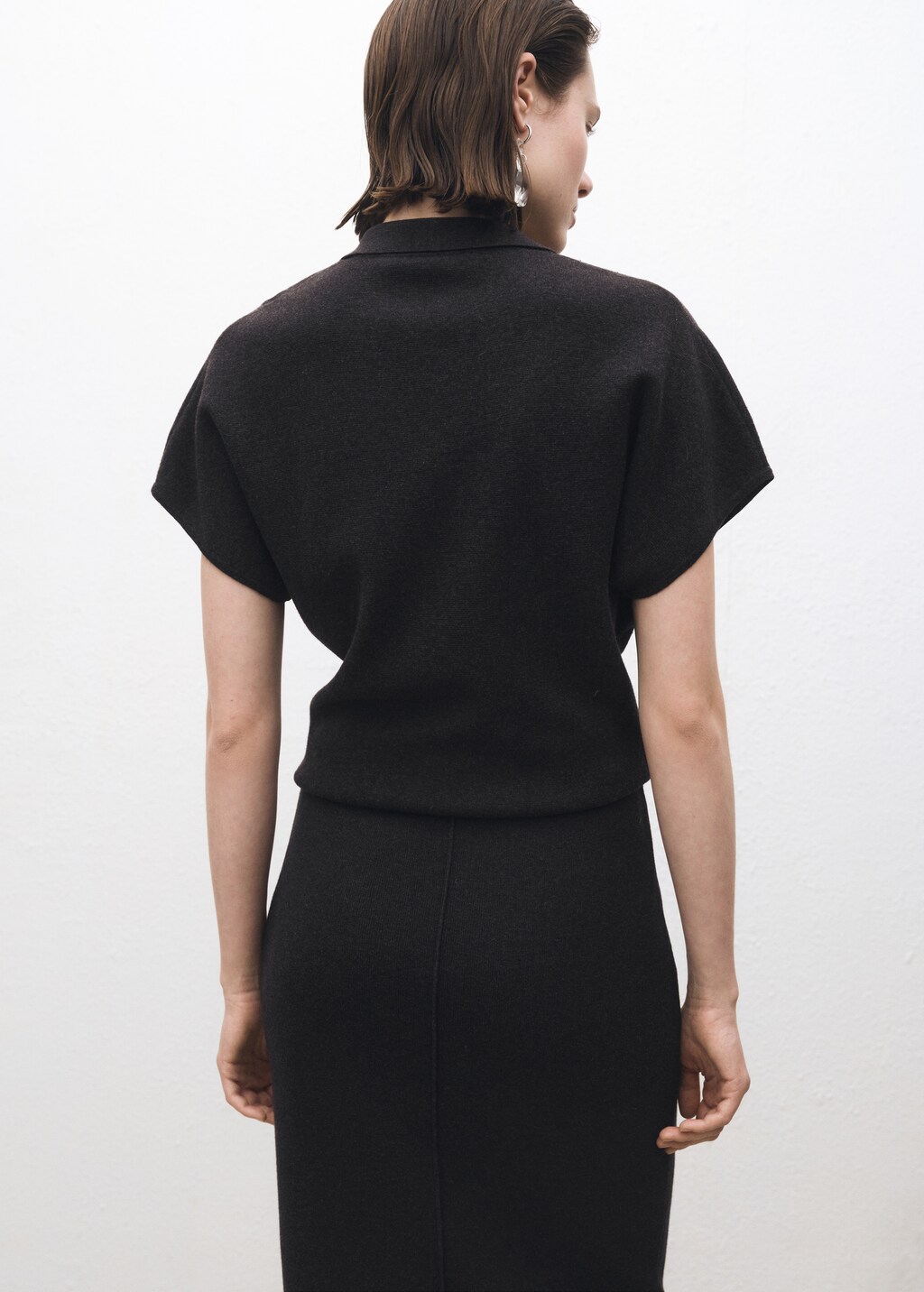 Wool-blend polo-neck sweater - Charcoal