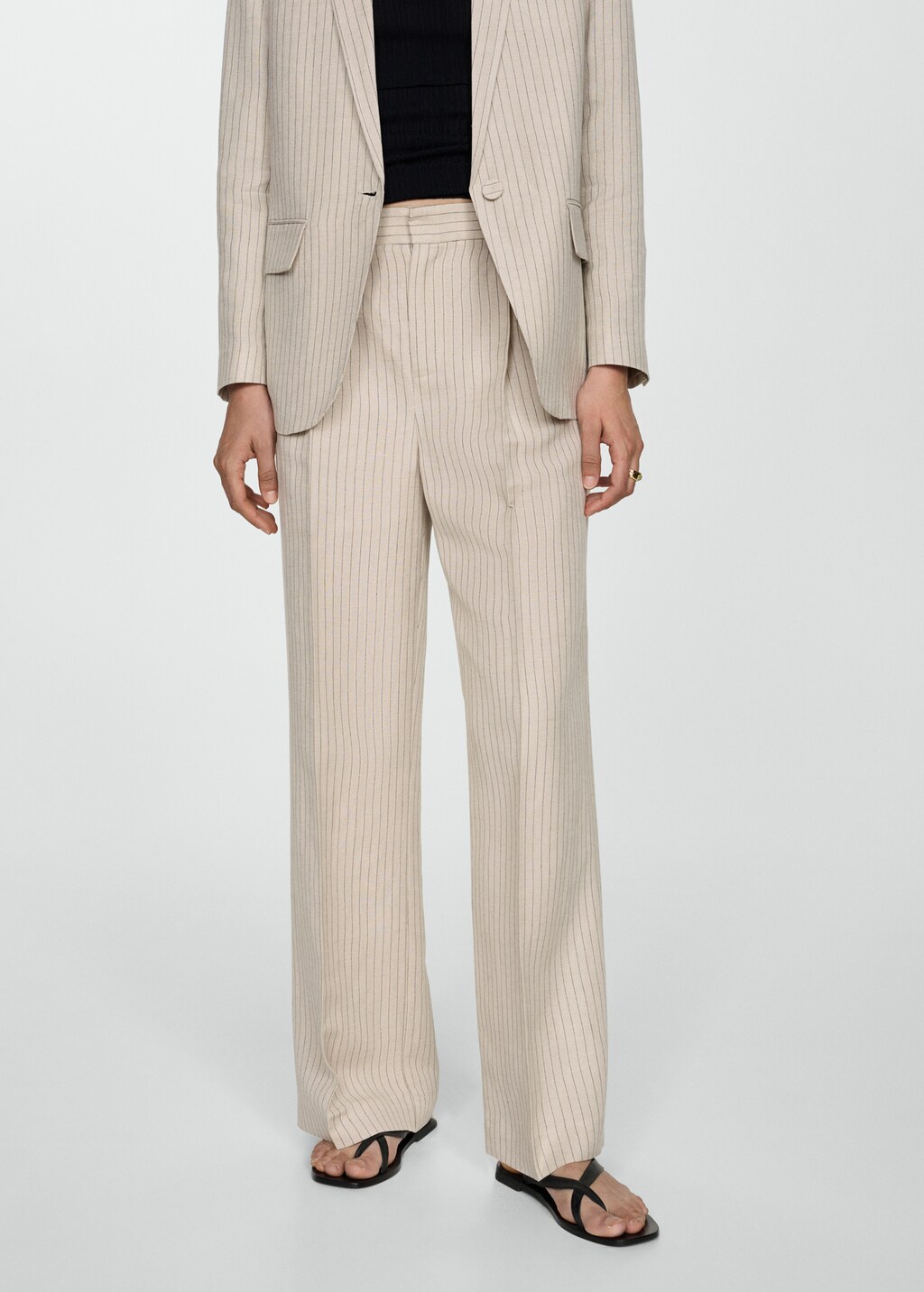 Striped suit trousers - Beige