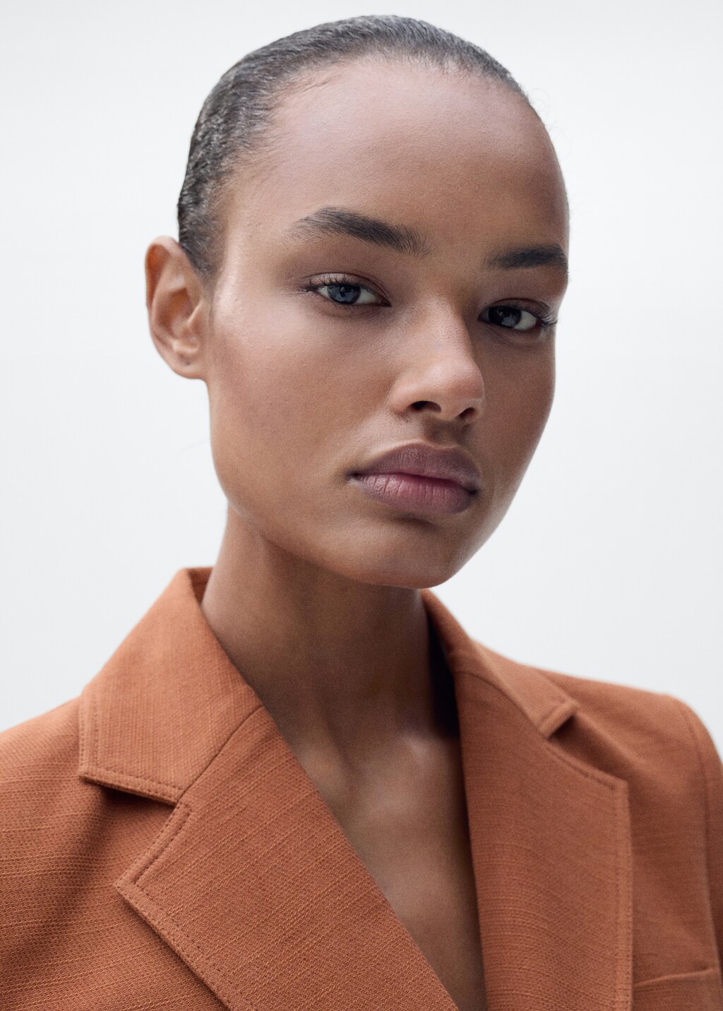 Cotton and linen-blend suit jacket - Caramel