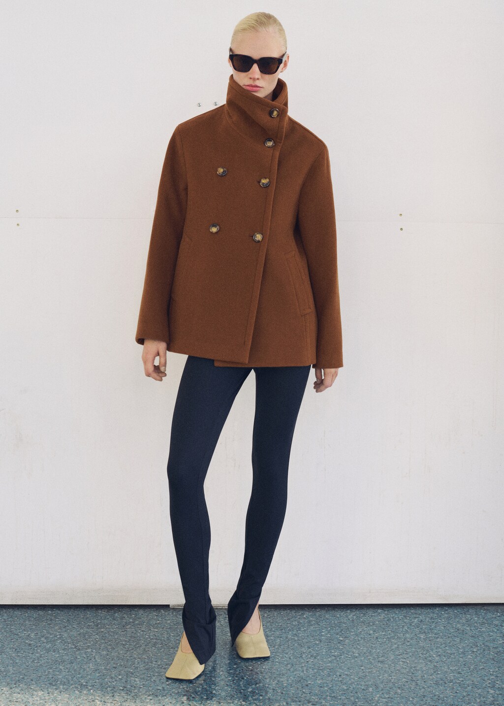 Short virgin wool coat - Chocolate
