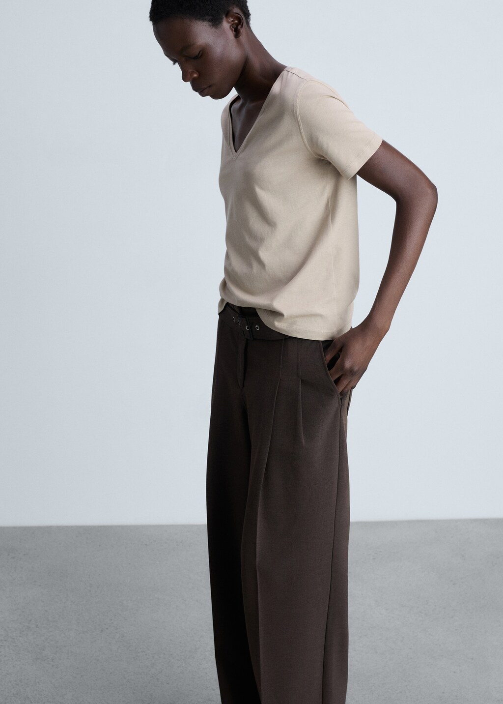 V-neck cotton T-shirt - White