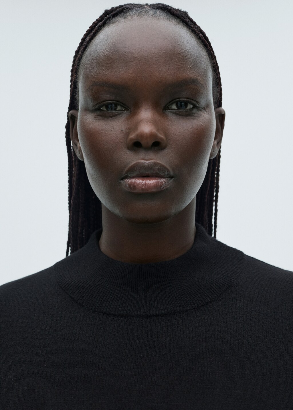 Perkins-neck knitted dress - Khaki