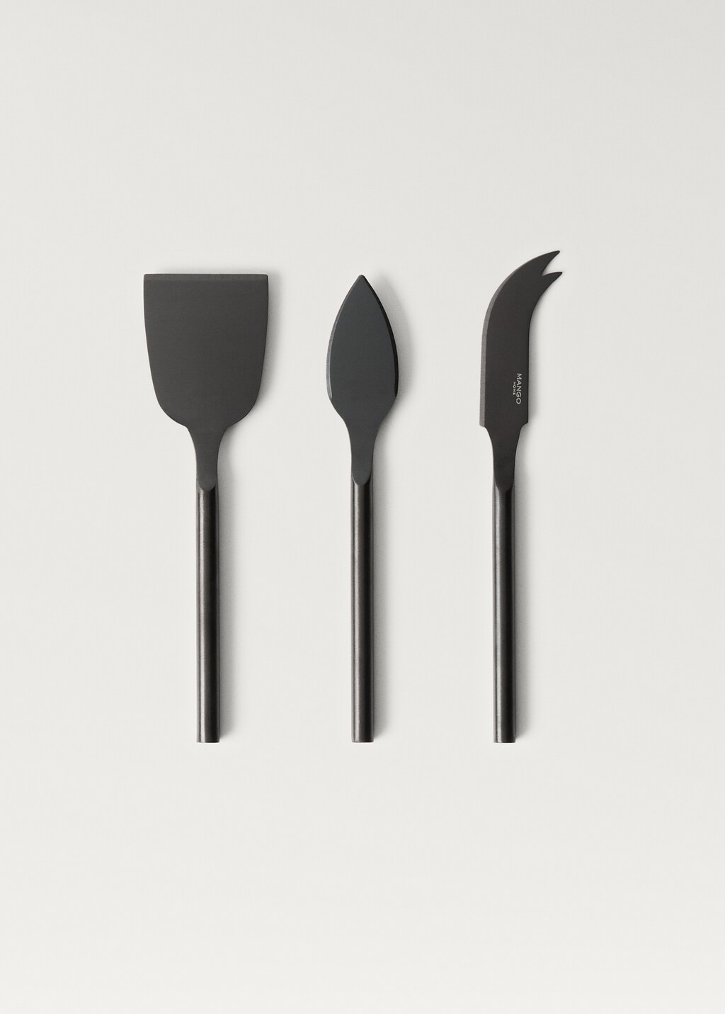Set of 3 matte steel cheese kinves - Black