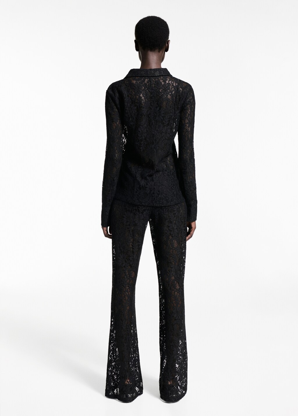 Transparent lace shirt - Black