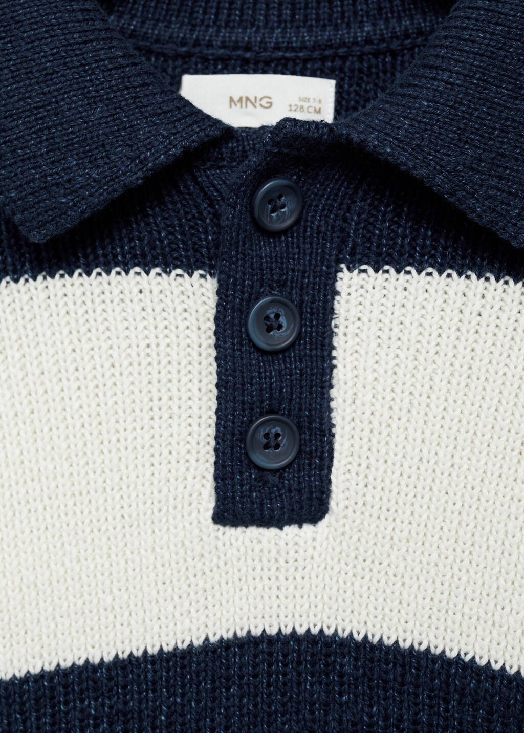 Striped polo-style sweater - Indigo Blue