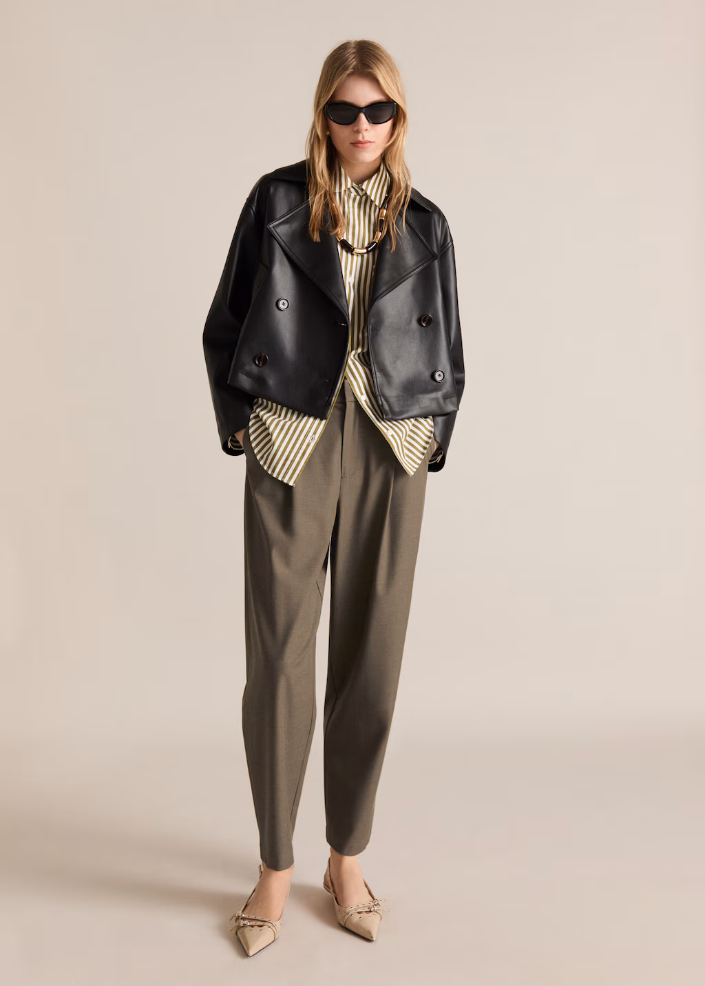 Straight mid-rise trousers - Green