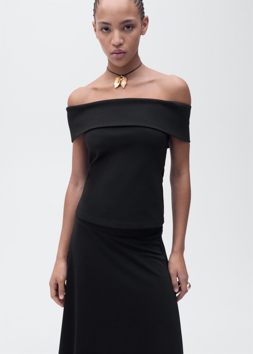 Flared knitted skirt - Black