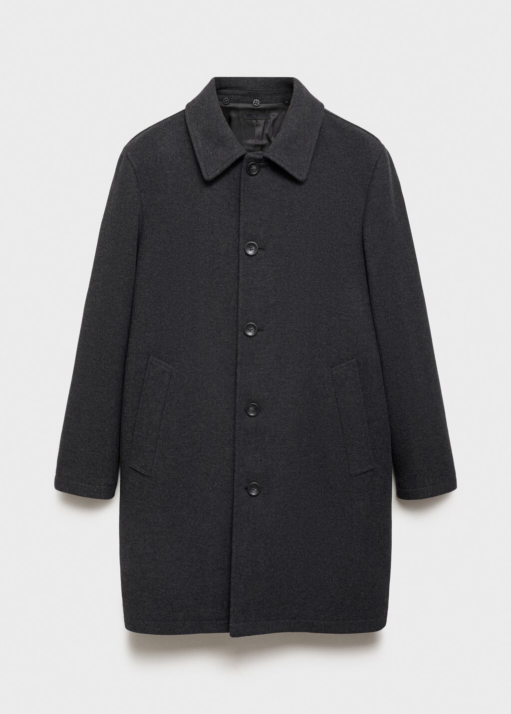 Wool coat with detachable collar - Charcoal