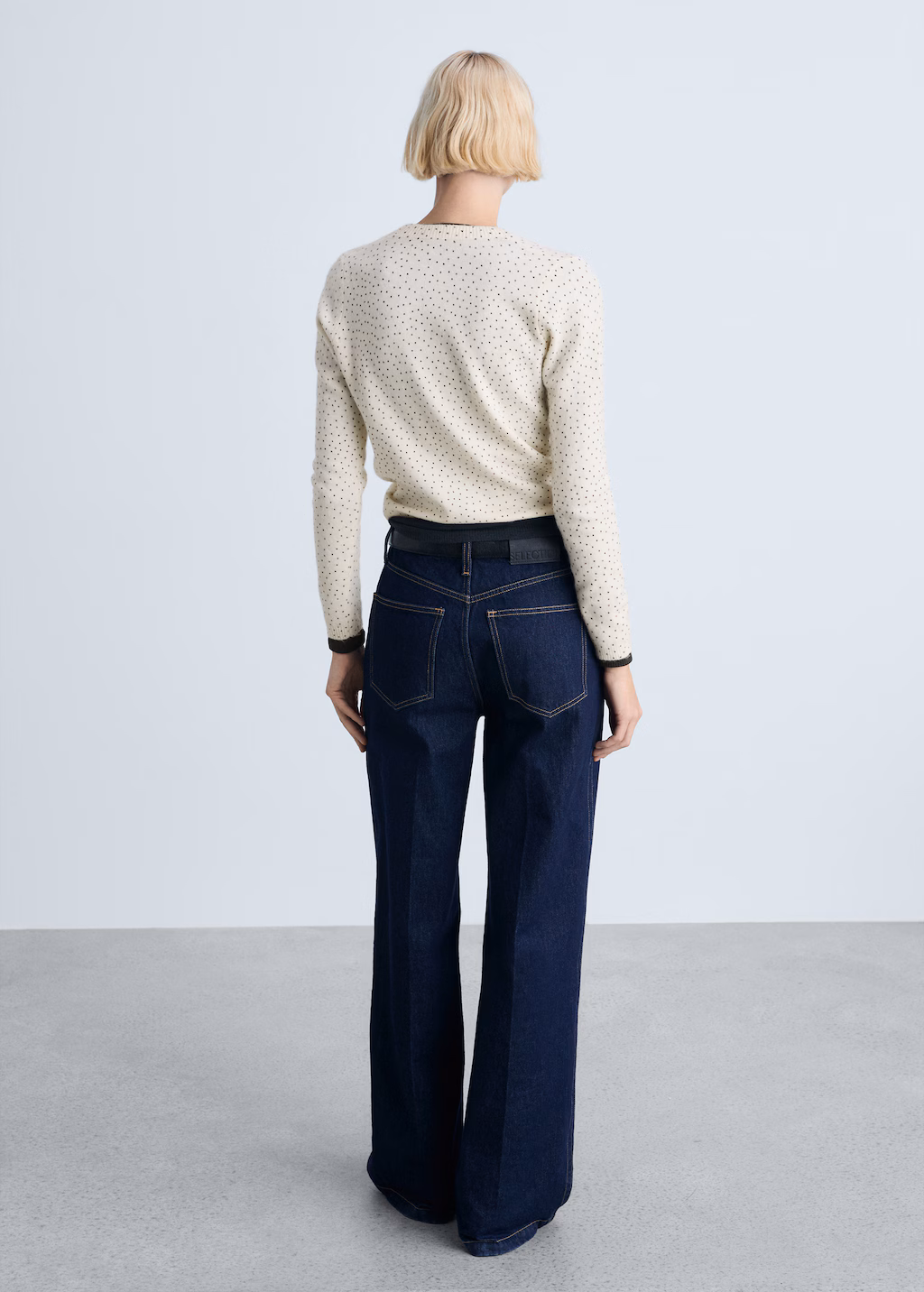 Polka-dot knitted cardigan - Ecru