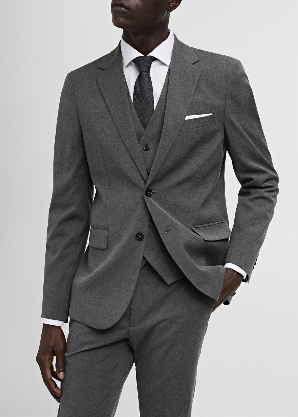 Stretch-fabric slim-fit suit jacket - Dark Navy