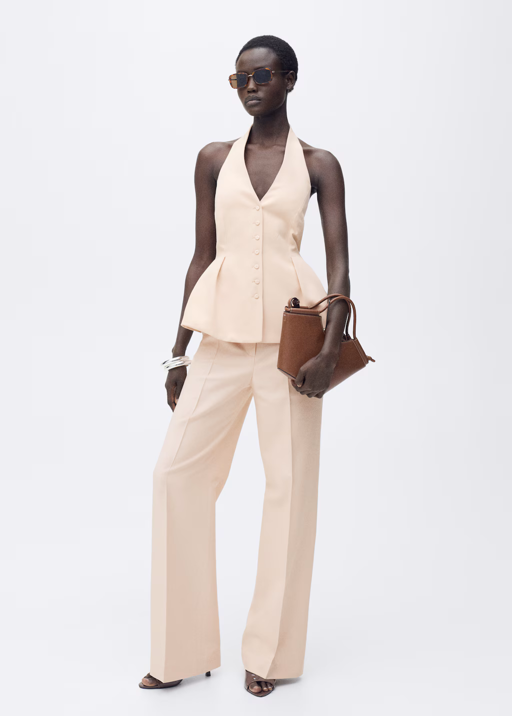 Straight suit trousers - Nude