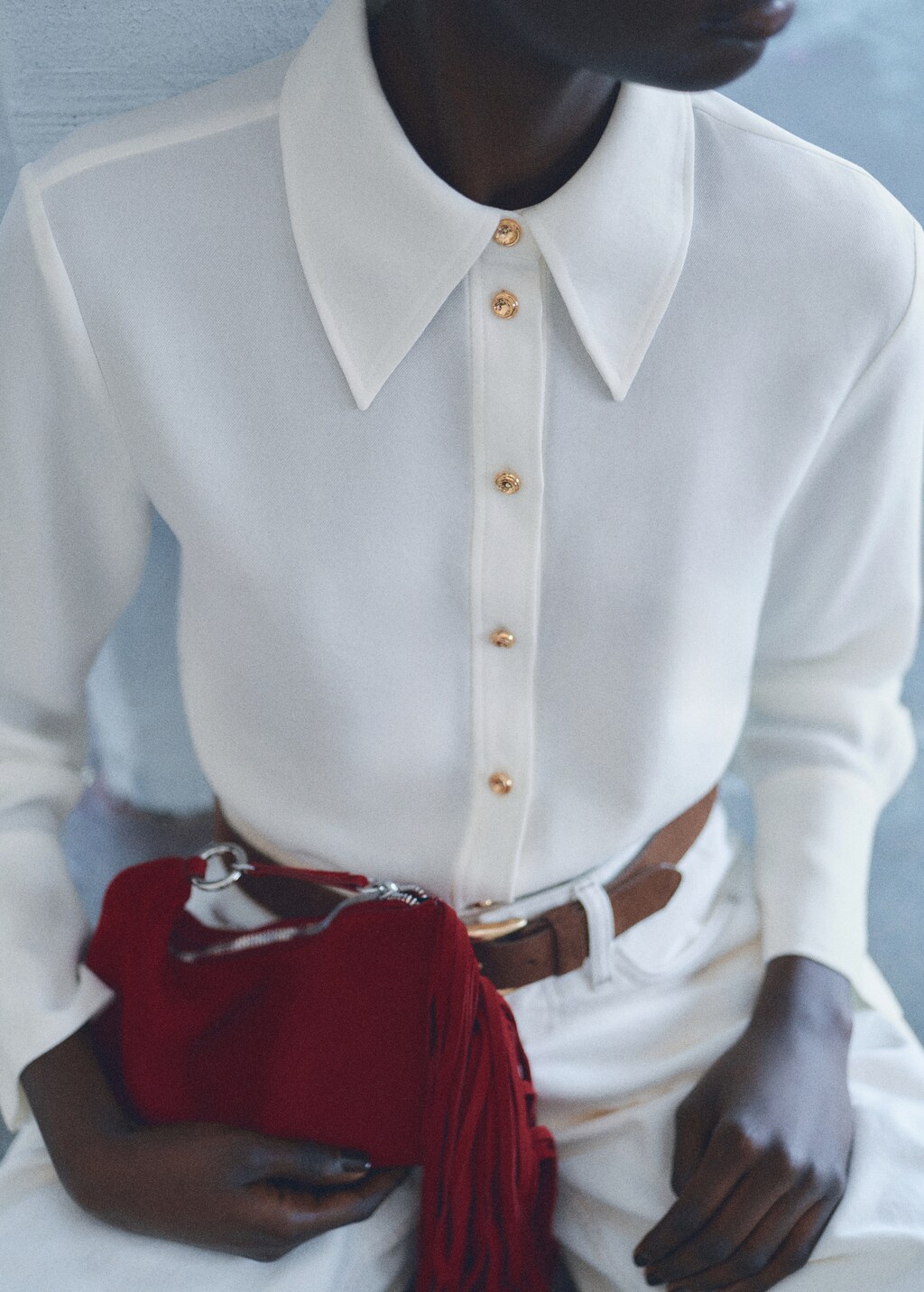 Buttoned flowy shirt - Off White
