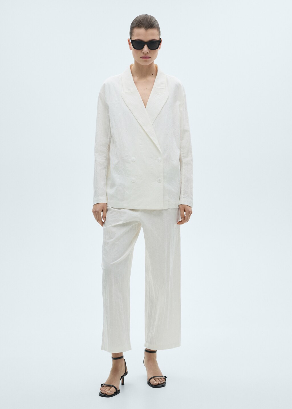 Creased-effect suit jacket - White