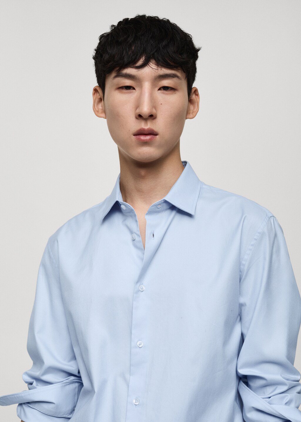 100% cotton twill regular-fit shirt - Brown