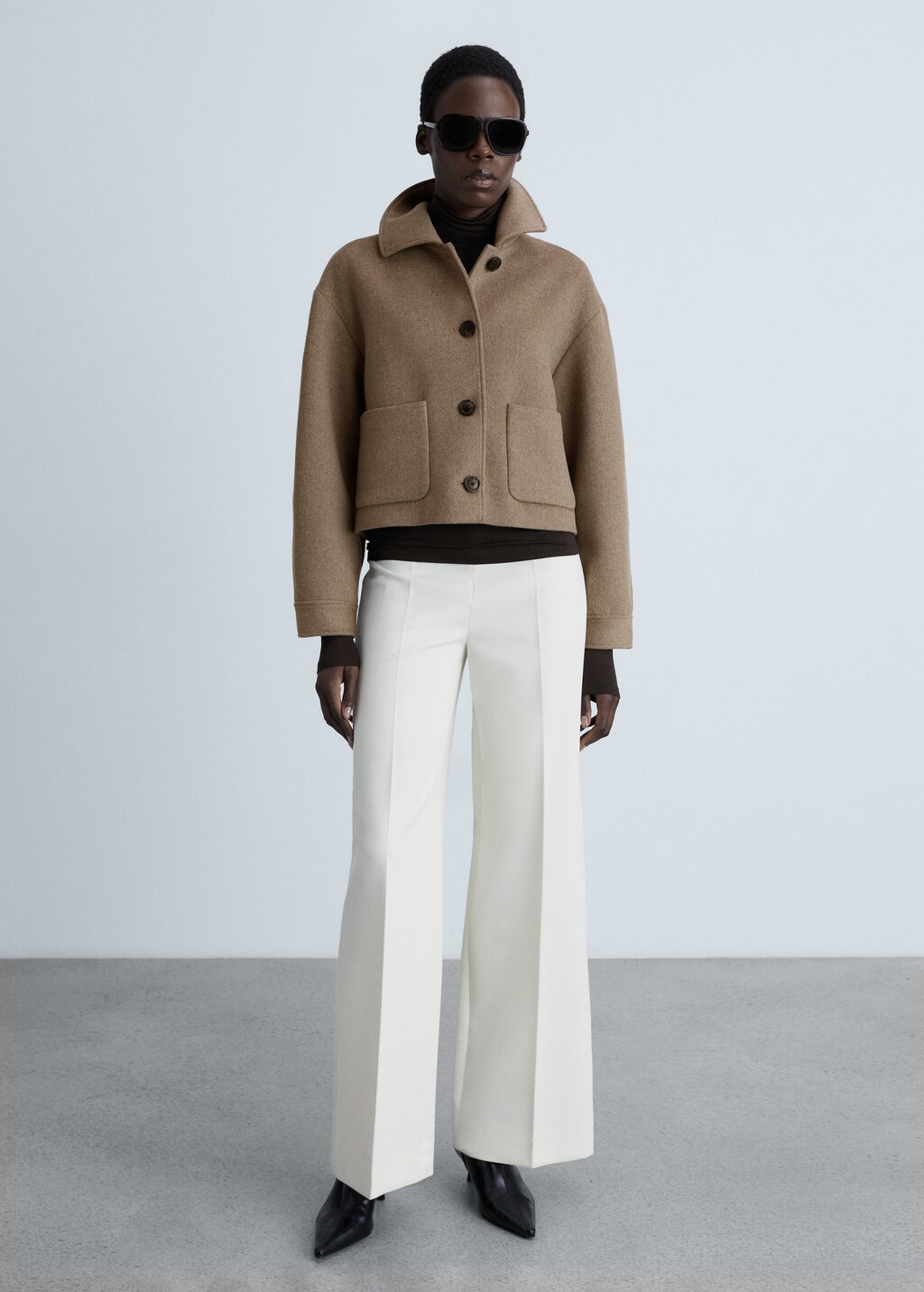 Wool jacket with pockets - Brown