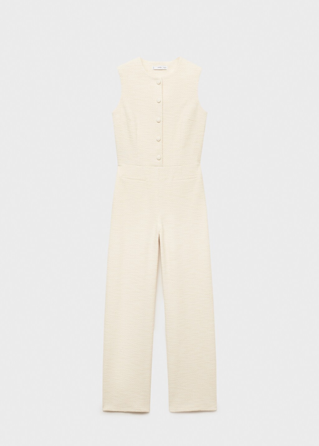 Buttoned tweed jumpsuit - Ecru
