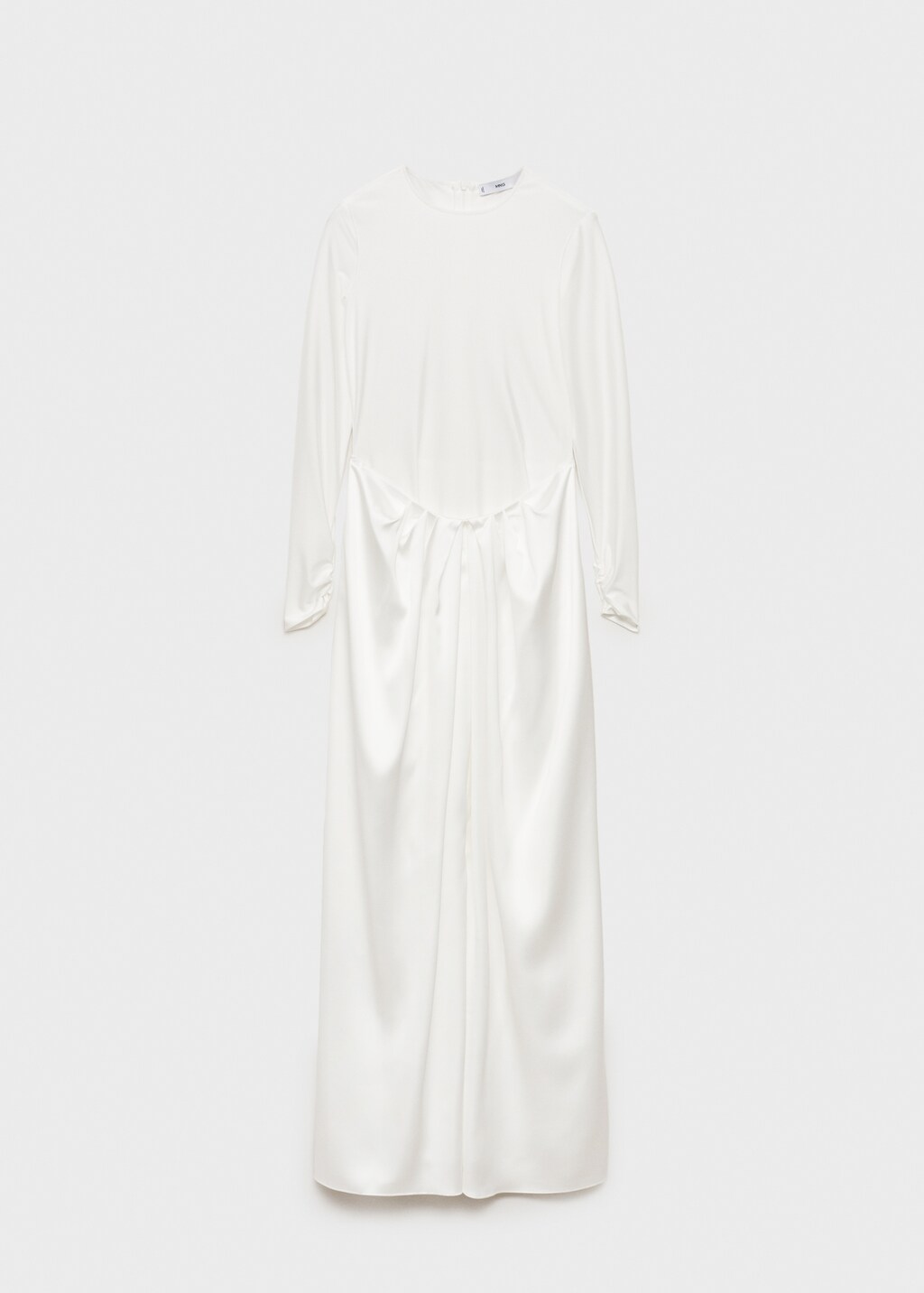 Combined-fabric long dress - Off White