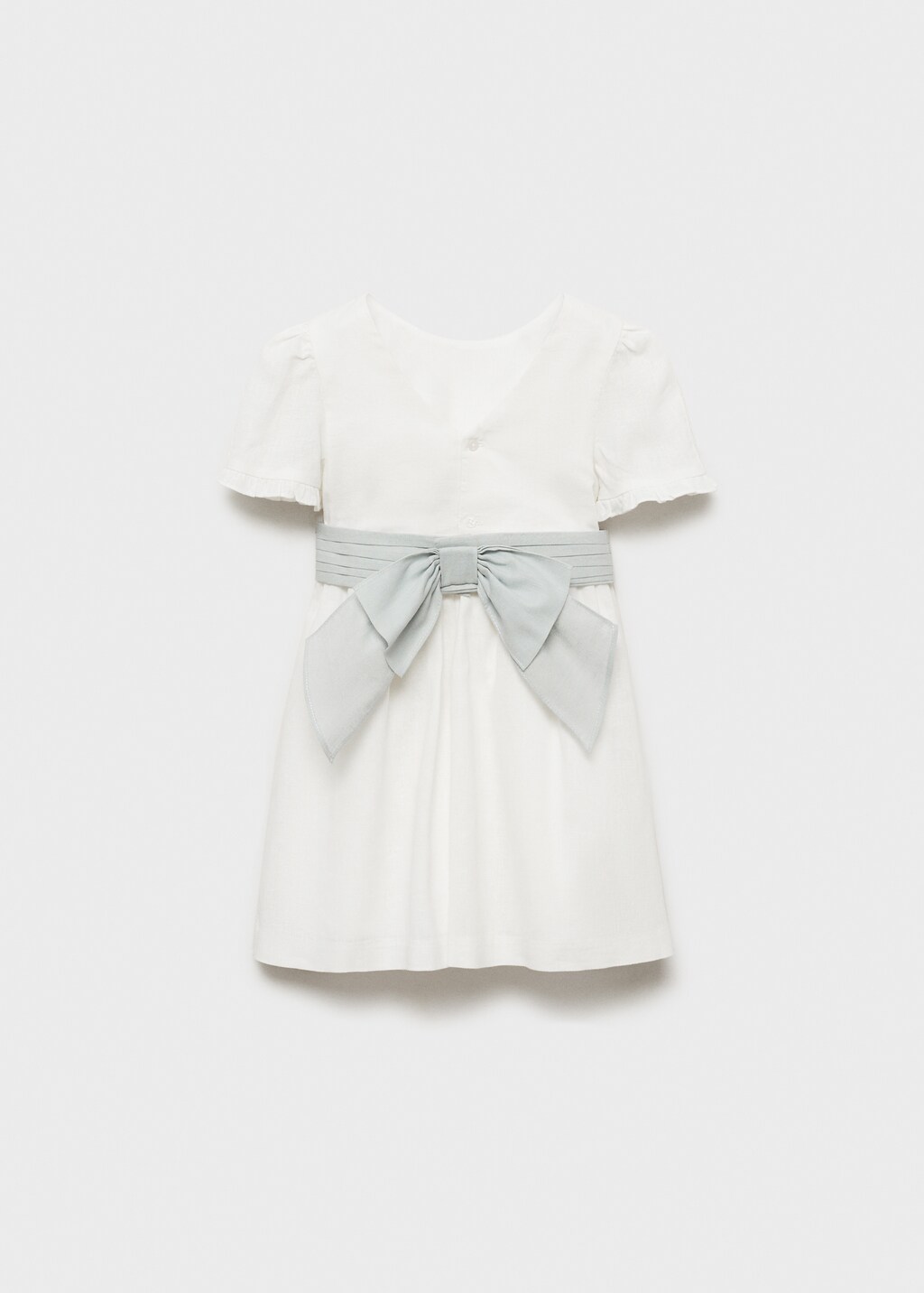 Bow linen-blend dress - White