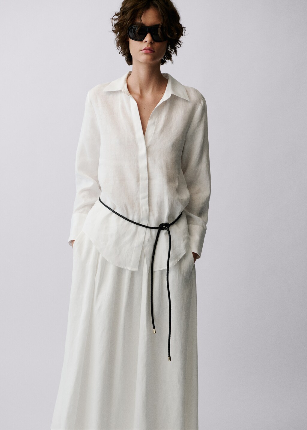 Regular linen shirt - White