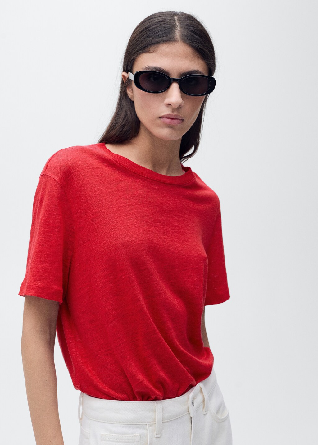 Short-sleeved linen t-shirt - Black