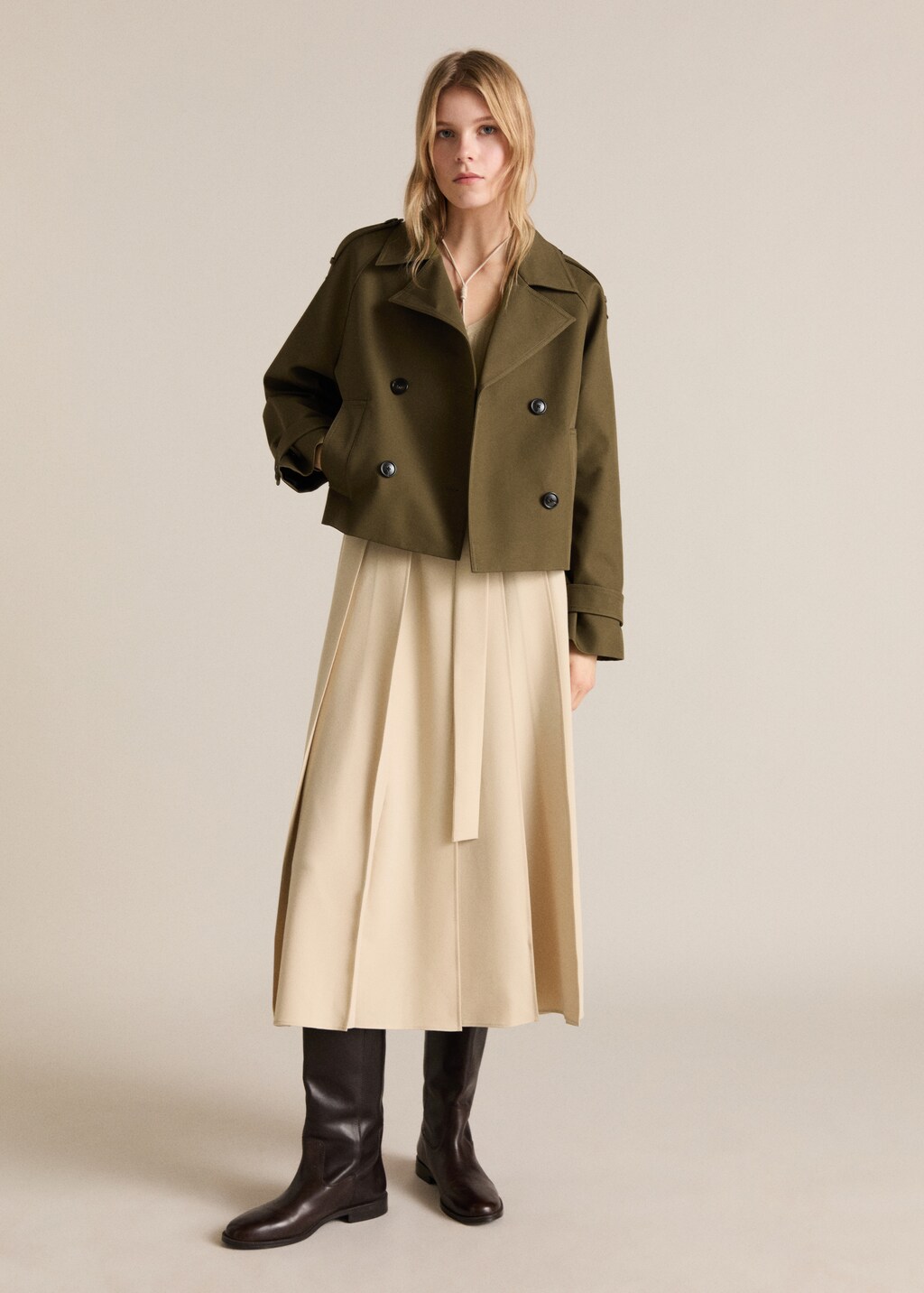 Double-breasted jacket with lapels - Medium Brown