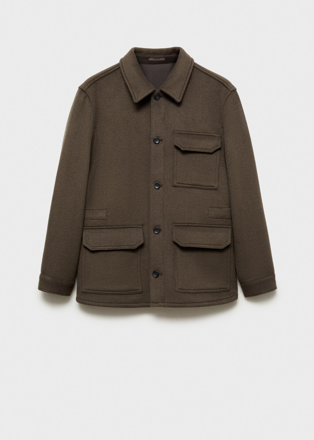 Wool-blend flannel overshirt - Khaki