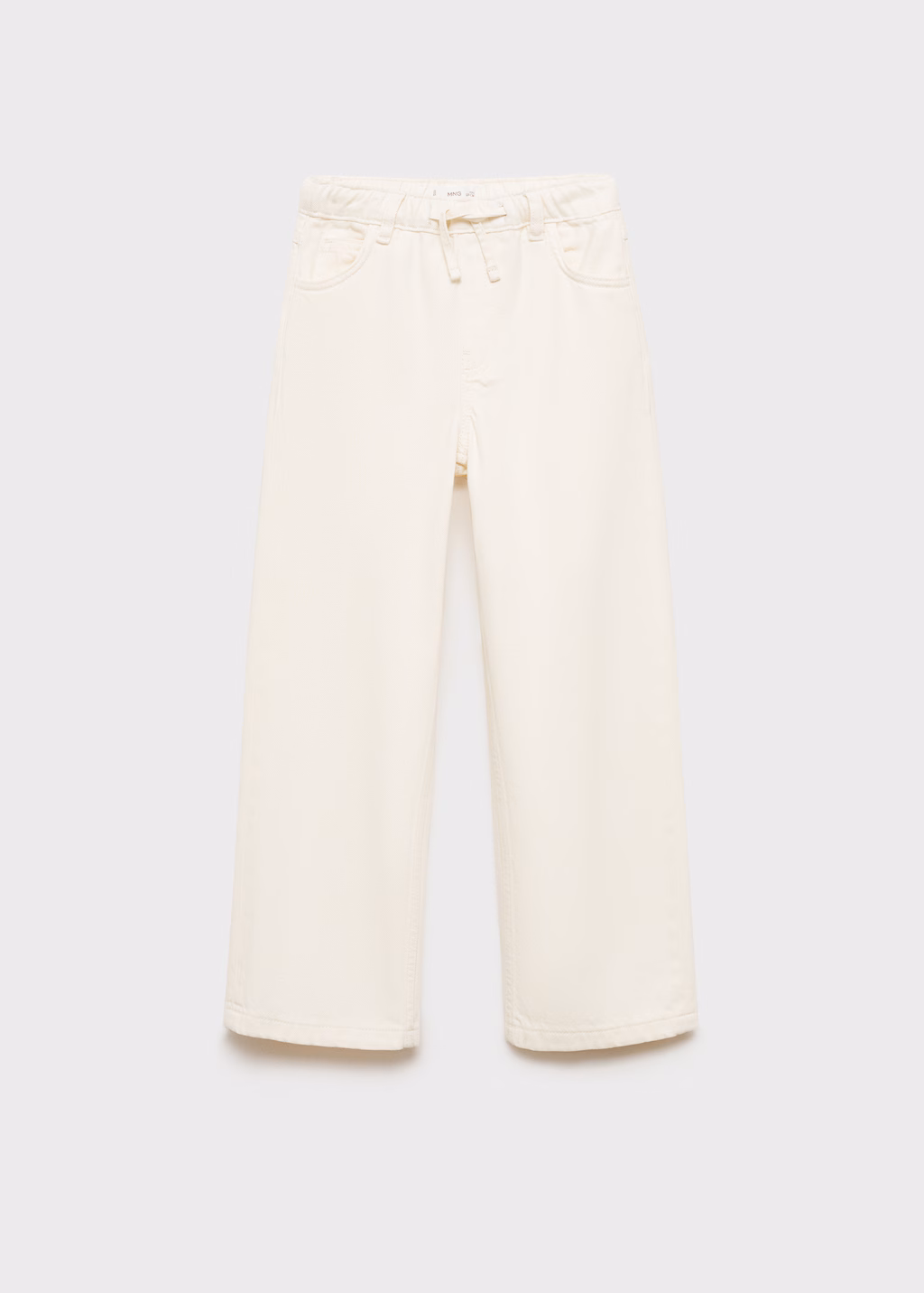 Wideleg jeans with adjustable drawstring - Ecru