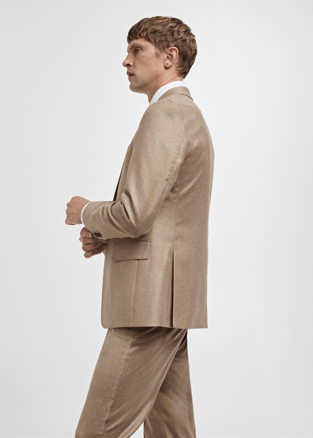 Italian 100% virgin wool flannel suit jacket - Dark Navy