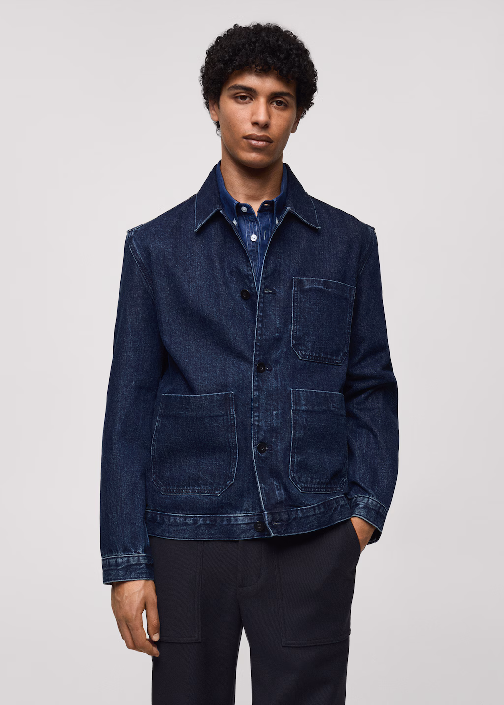 Pocketed denim jacket - Dark Blue