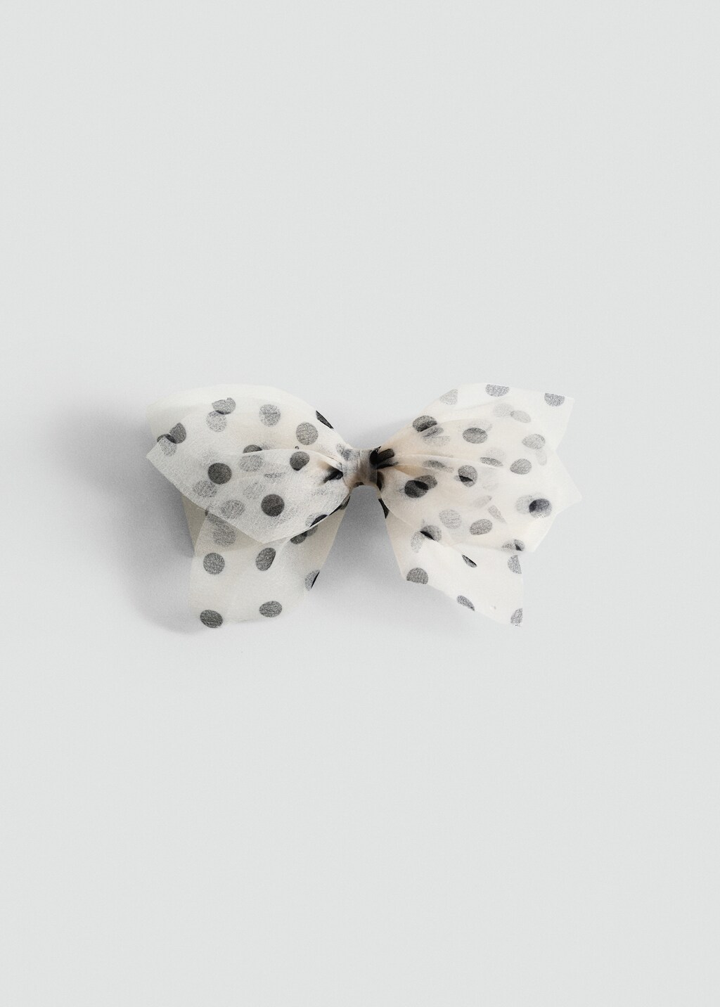 Polka-dot bow clip - Ecru