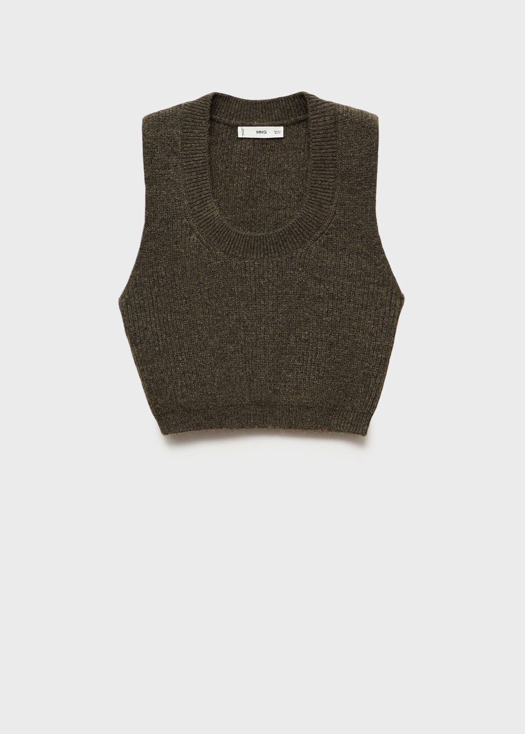 Knitted cropped top - Khaki