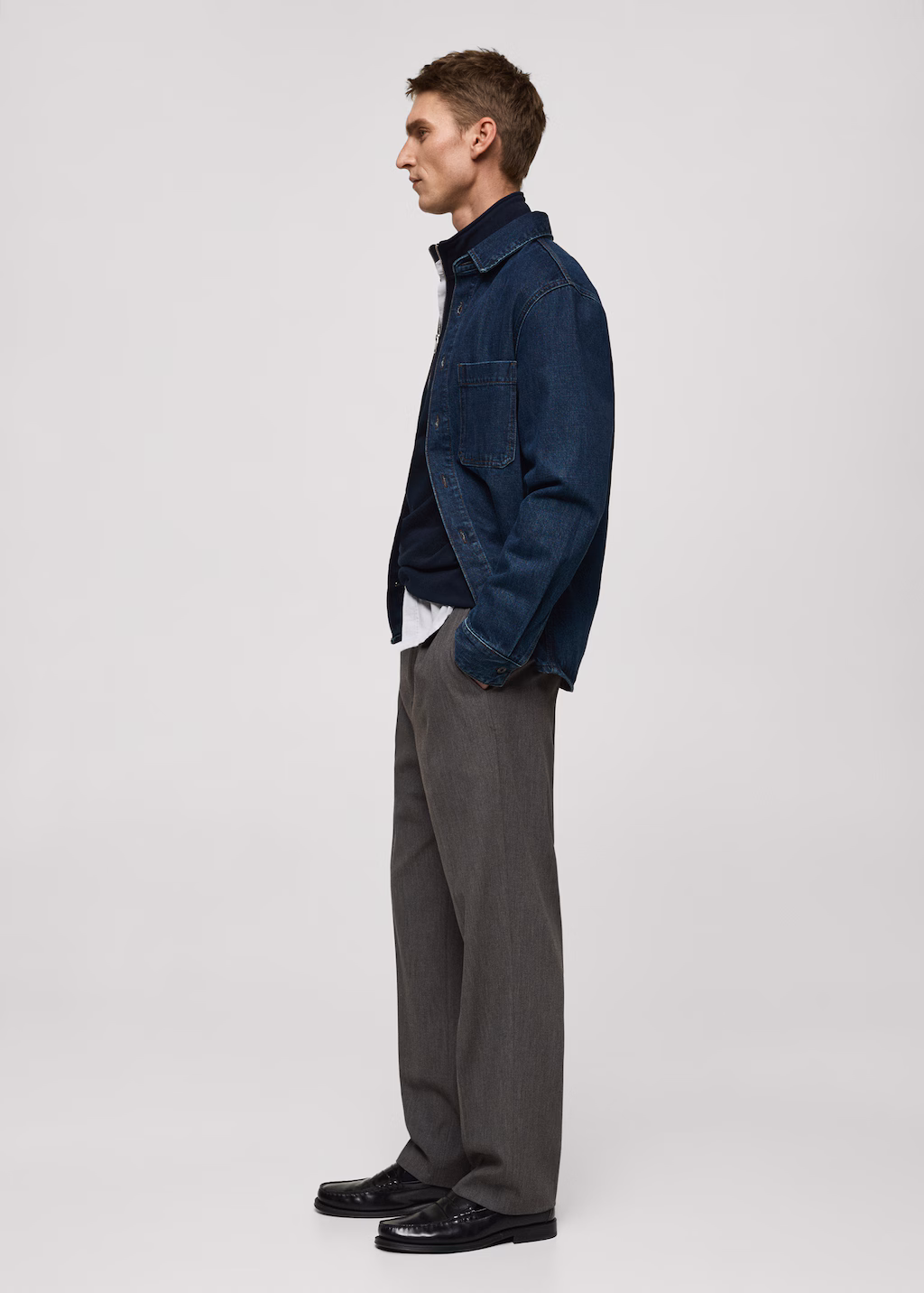 Straight-fit pleated trousers - Dark Navy